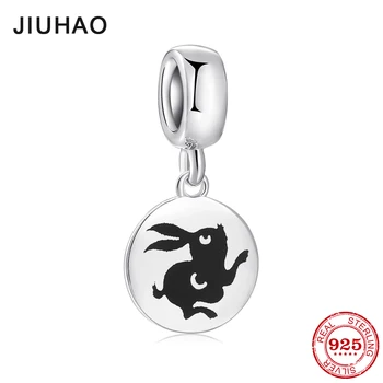 

Hot 925 sterling silver Charms black Enamel Naughty Rabbit Pendants fashion Accessories Jewelry making Womens Bracelets 2018