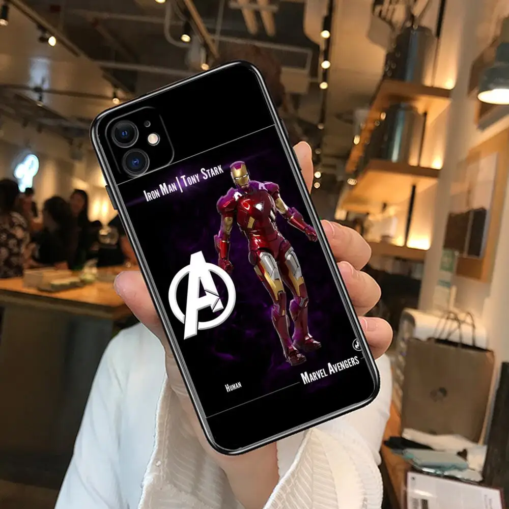 Фото Черный чехол для телефона Мстители для iphone 13 Pro Max, Чехол 12 11 Pro Max 8 PLUS 7PLUS 6S XR X XS 6 mini se, мобильный сотовый телефон №2
