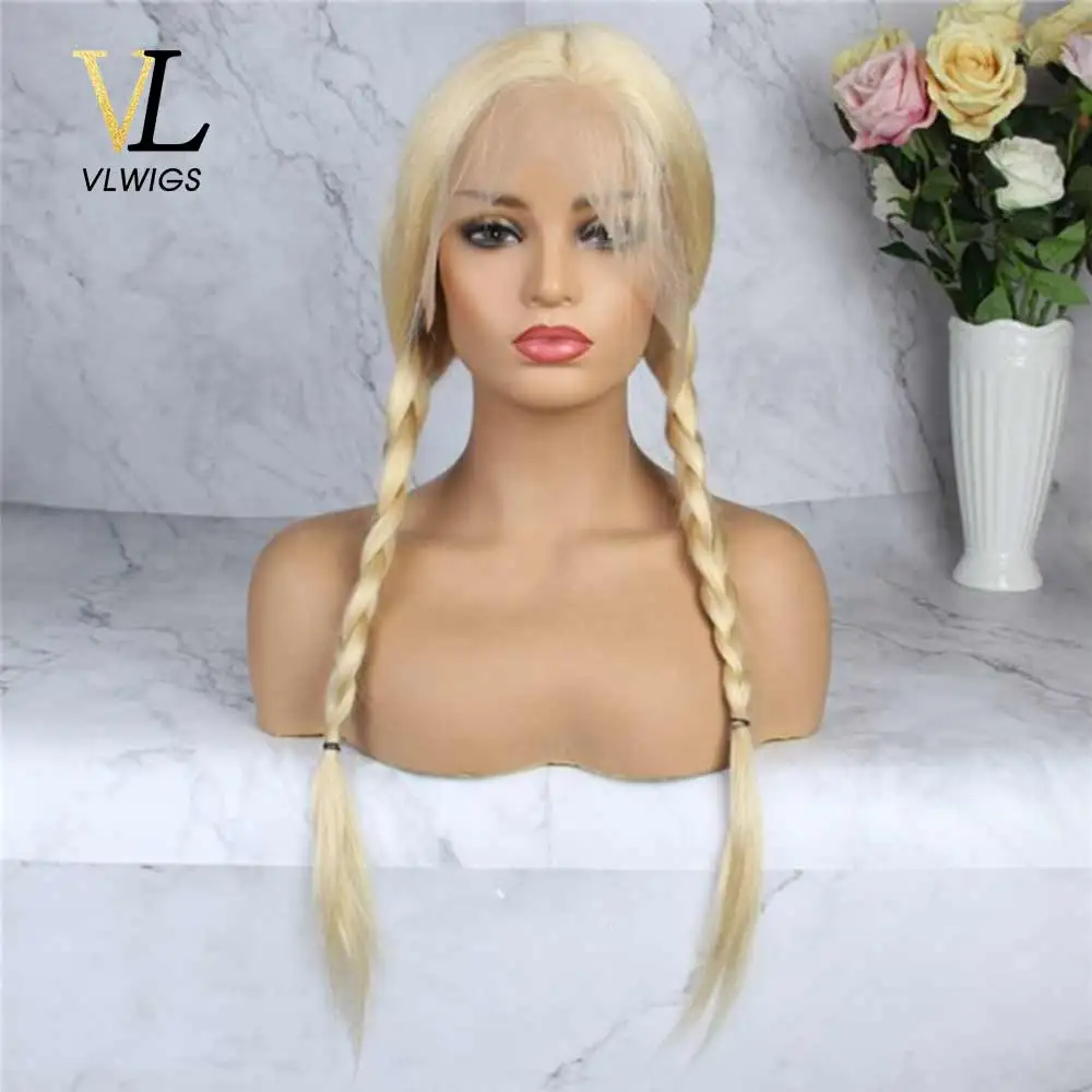 VLwigs 613 полный парик шнурка 150% бразильские волосы remy прямые светлые человеческие