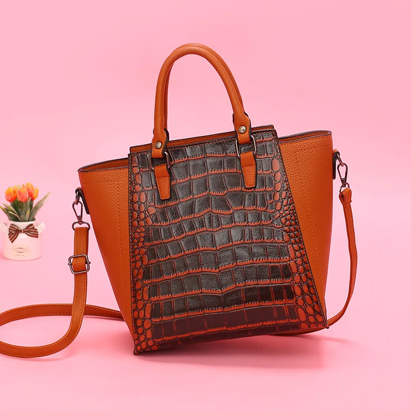 

European And American Style Wild Crocodile Pattern Wing Different Size Bags 2019 New Style WOMEN'S Bag Three-piece Set Versatile