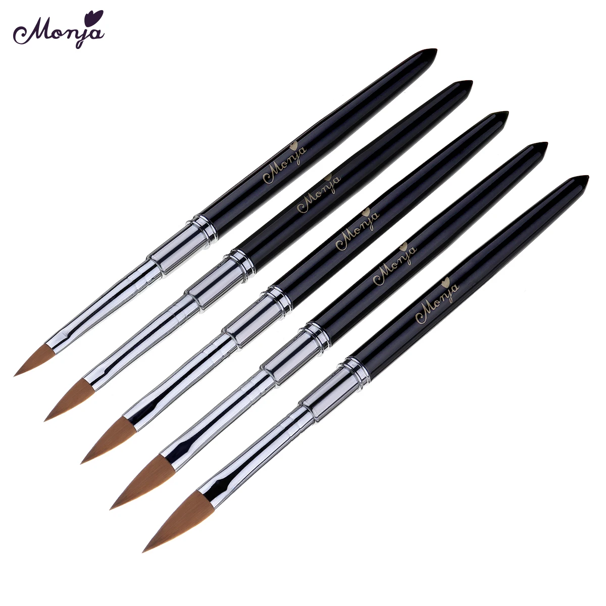 Monja 5 стилей Kolinsky Sable Nail Art Кисть Акриловая жидкая пудра картина цветок лепесток резьба Рисунок карандаш для маникюра, инструменты
