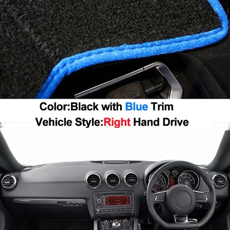 RHD Blue Крышка приборной панели автомобиля, коврик, ковер для Audi TT TTS 2008-2012 2013 LHD RHD 2 слоя солнцезащитный козырек, авто накидка 2009 2010 2011 - Название цвета: RHD Blue
