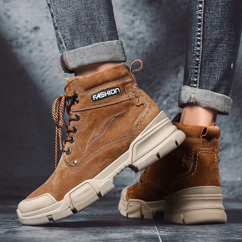 Модная мужская прогулочная обувь зимние ботинки теплые мужские ботильоны из толстого плюша водонепроницаемые мужские кроссовки для улицы мужские мотоботы