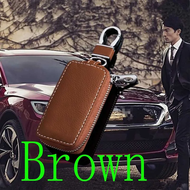 Автомобильный держатель для ключей Марка volkswagen opel skoda octavia Toyota Audi nissan hyundai кожаный чехол для ключей Сумки мотоциклетные сумки для ключей брелок - Название цвета: brown