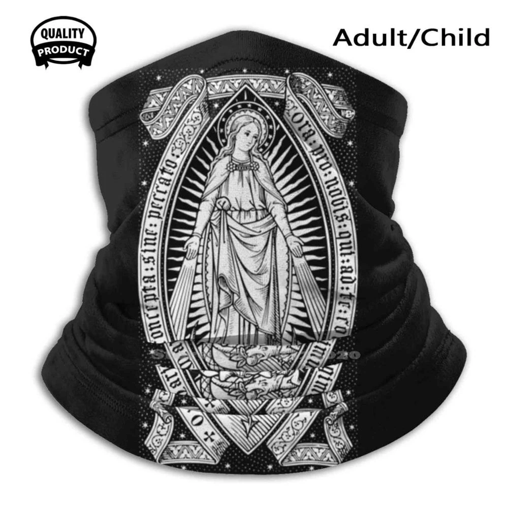 Vintage Virgin Mary Engraving Designe Outdoor Headwear Sport Scarf Our Lady Of Guadalupe Catholic Guadalupe Mexico Mary Virgin men scarf style