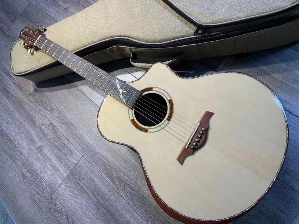 

free shipping AAAA all solid wood guitar custom guitar JF body cutaway new handmade acoustic guitar