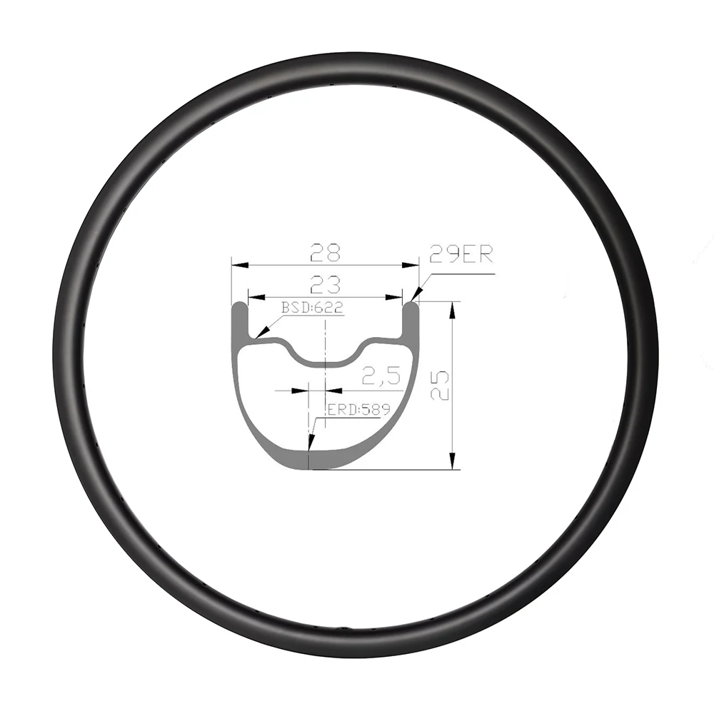 

Ассиметричный обод 29er для горного велосипеда XC Super светильник, диаметр 28 мм, ширина 25 мм, глубина 25 мм, бескамерное углеродное колесо UD, матовое глянцевое покрытие 310 г