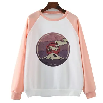 

Mount Fuji In The Sunset Long Sleeve Print Hoody Casual Cool Women Sweatshirts Autumn Spring O-Neck Hoodies