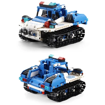 

CADA RC Electric Car Police Robot 2 in 1 Building Block Sets Fit Motor Power Vehicle Model Bricks Children Toy Gift