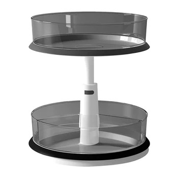 

2 Tier Pantry Turntable Organizer Cabinet Spinning Shelf Countertop Round Lazy Susan 360 Degree Ratation Food Storage Container