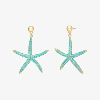

Bohemian Starfish Earrings for Women New Trendy Sea Star Dangle Cubic Zirconia Dangle Earrings Fashion Jewelry Brincos