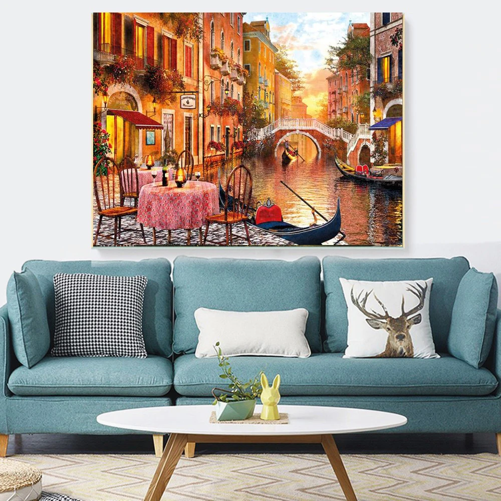 Diamond Painting city Landscape 5d Diamond Painting Square Rhinestones Embroidery Cross-stitch Home Decor (1)