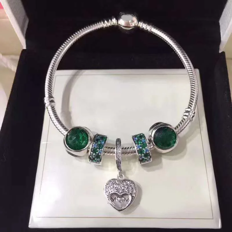 

Kristie Shop Original 1:100% 925 Pure Silver Turquoise Crystal Beaded Bracelet Preferred Gift Free Of Charge