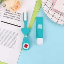 6 шт. детские игрушки доктор набор играть деревянные стоматологические инструменты моделирование медицина коробка 72XC