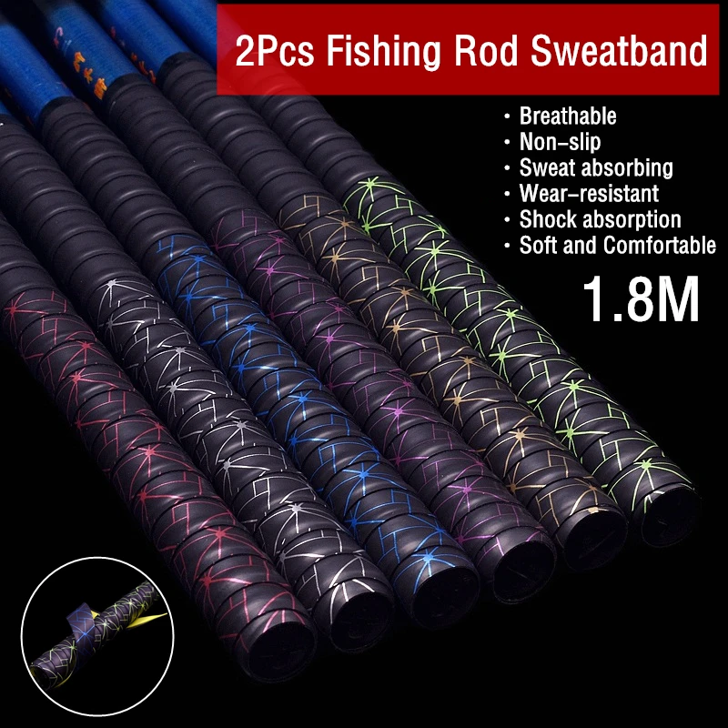 2Pcs Anti-slip Fishing Rod Wrap Badminton Racket Hand Glue Sweat-absorbent Belt Grip | Спорт и развлечения