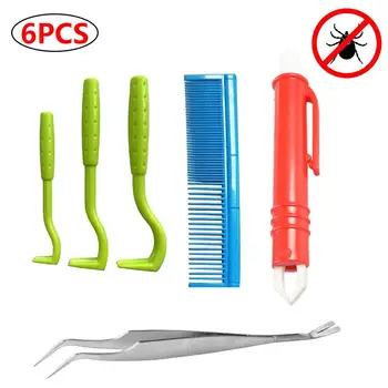 

6pcs Pet Tick Hook Stainless Steel Tick Removal Tool Comb Suitable For Cats Dogs And Horses Pet Tick Hook