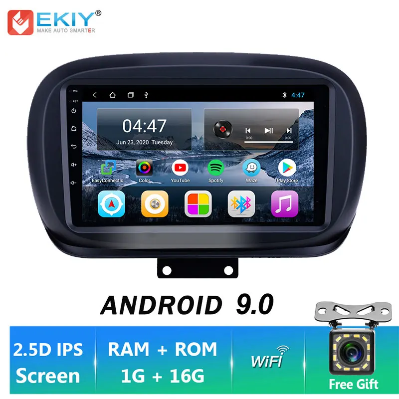 EKIY 2 DIN Android 9 Car GPS For Fiat 500X 2014 2015 2016-2019 Multimedia Radio Navigation Stereo Carplay 2din no DVD Player PC