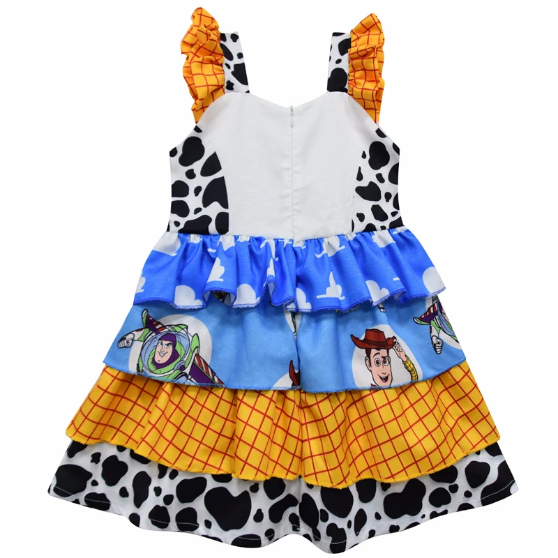 Вуди из «Истории игрушек» Jessie с рисунком Базза Лайтера одежда для улицы костюмы для косплея для девочек Хеллоуин вечеринка в честь Дня Рождения слои с оборками; платье принцессы для детей, подарок