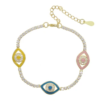

colorful fashion jewelry lucky turkish evil eye charm bracelet Neon enamel eyes summer new jewelry