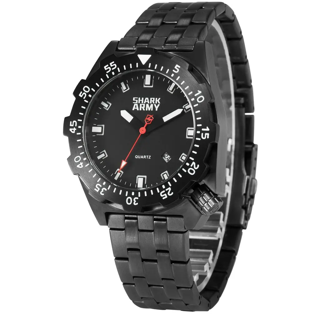 

SHARK Sport Watch Men LCD Auto Date Alarm Steel Band Chronograph Dual Time Men Relogio Quartz Digital Wristwatch SAW190