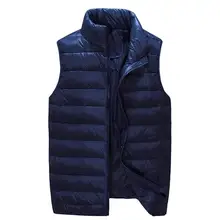 Новое поступление, мужская куртка без рукавов, зимний ультралегкий жилет на белом утином пуху, мужской тонкий жилет, мужской ветрозащитный Теплый жилет