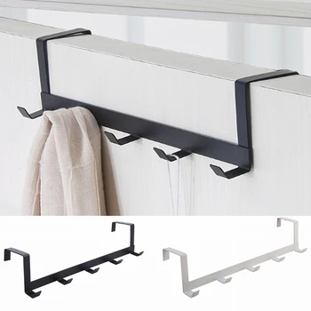 

5 Hooks Practical Wrought Iron Door Hook Wall Hanger Hat Durable Kitchen Bearing About 5kg Towel Hat Clothes Wall Hook Over Door