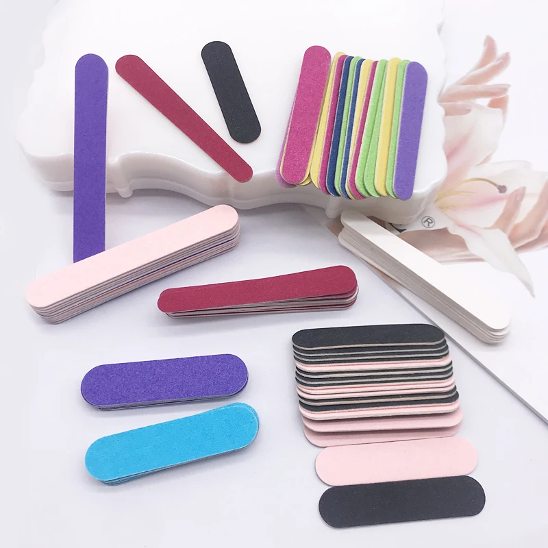 

100 Pcs Colorful Wood Nail File Mini 180/240 Sandpaper Wood Stick Files Buffer Emery Board For UV Gel Polisher Tools Manicure