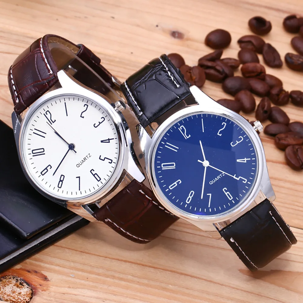 Clock Relogio Masculino Classic Watch Men Pu Belt Analog Quartz Wrist Male Decoration Gift Montre Homme Reloj Hombre 20* | Наручные часы