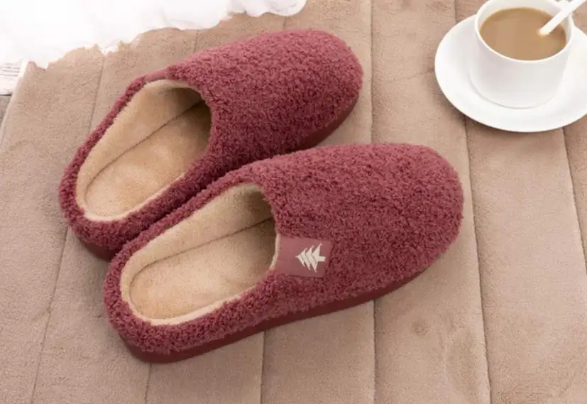 Original xiaomi household plush cotton slippers PVC non-slip soles winter warm slippers couple shoes smart