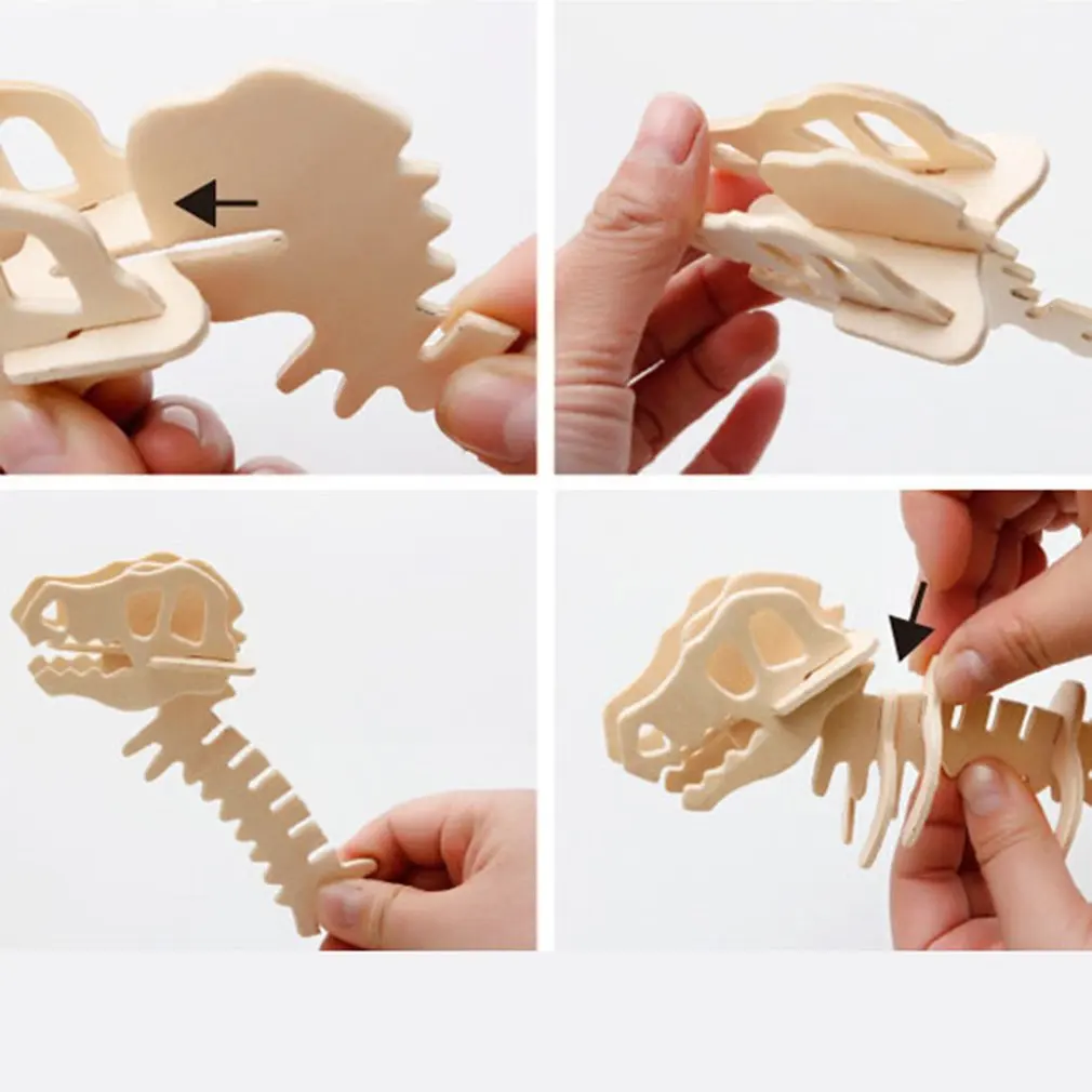 Нетоксичные Деревянные Животные головоломки 3D Динозавр DIY собранные игрушки детские развивающие игрушки подарок на день рождения