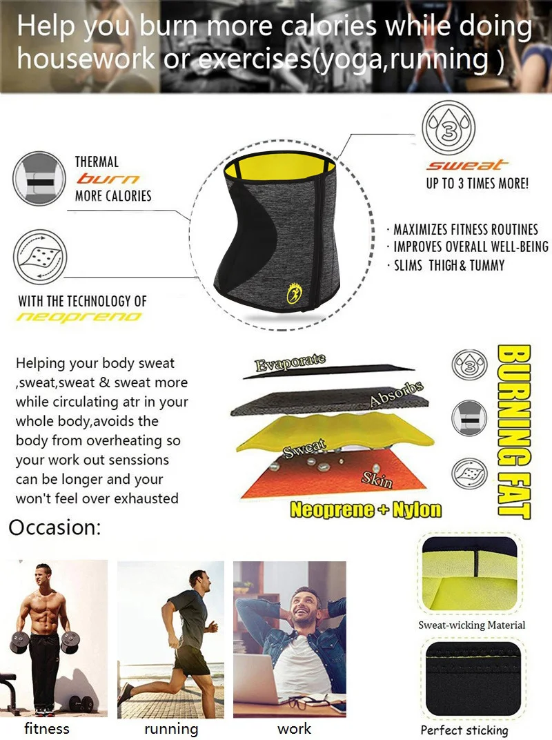 NINGMI Hot Shaper Waist Trainer for Men Neoprene SPA Sweat Shirt Body Modeling Belt Weight Loss Slimming Underwear Corset Girdle (6)