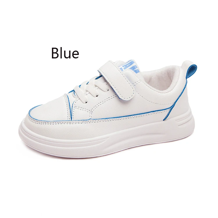 Детские белые кроссовки, обувь для мальчиков и девочек, детские кроссовки, кожаная обувь, школьная повседневная обувь на платформе, новинка, 6, 8, 10, 12 лет - Цвет: blue