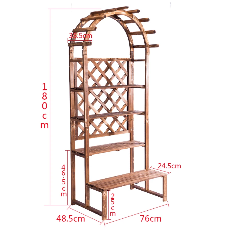 Floor flower stand wooden balcony flower rack solid wood flower rack indoor plant stand for living room flower pot plant rack - Цвет: thin 180x76cm 4layer