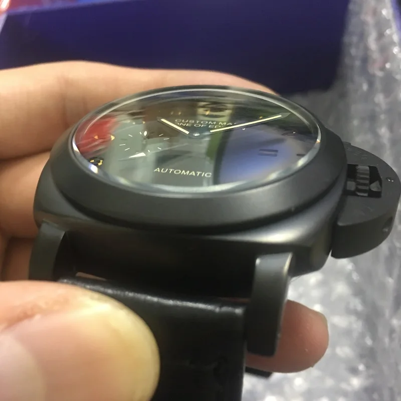 Parnis 44 мм GMT автоматические механические часы мужские с кожаным ремешком светящиеся военные водонепроницаемые часы мужские NN203