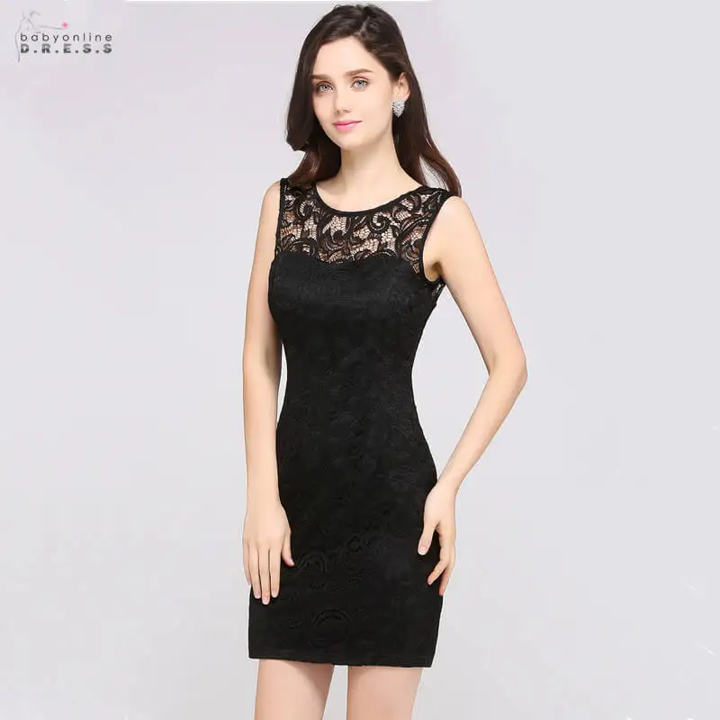 

Elegant Above Knee Lace Cocktail Dresses Sexy Backless Tight Mini Party Dresses O-neck Vestidos Coctel Robe de Cocktail