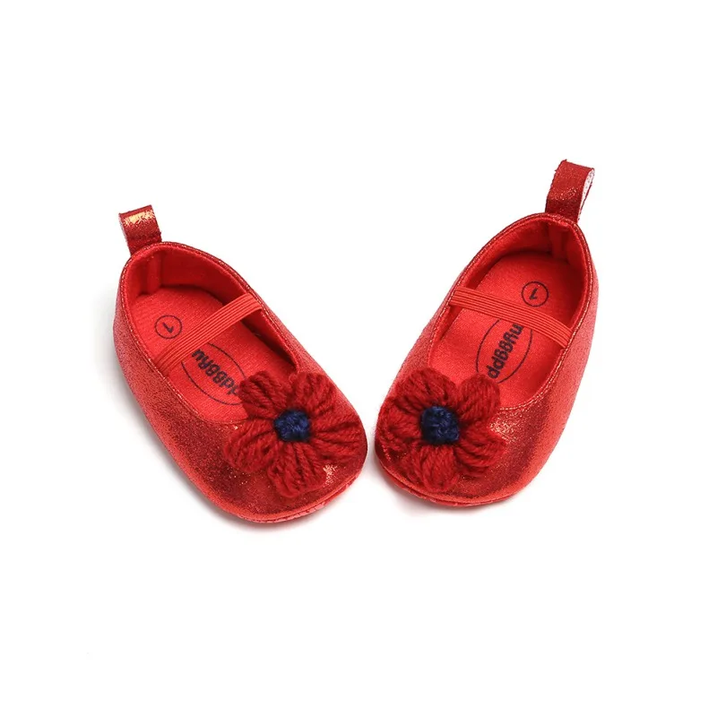 Модная детская обувь из искусственной кожи для маленьких девочек; обувь принцессы на мягкой нескользящей подошве с цветочным рисунком для маленьких девочек - Цвет: 64R