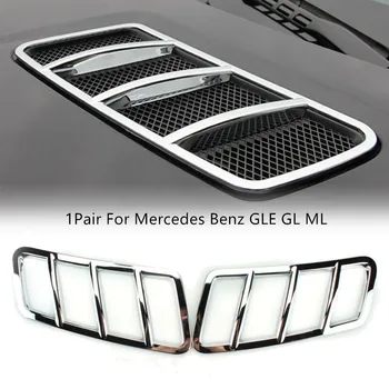 

2pc Decorative Trim 2x 2* Chrome Grille Engine Cover For Mercedes Benz GLE GL ML Air Vent Cover Trim