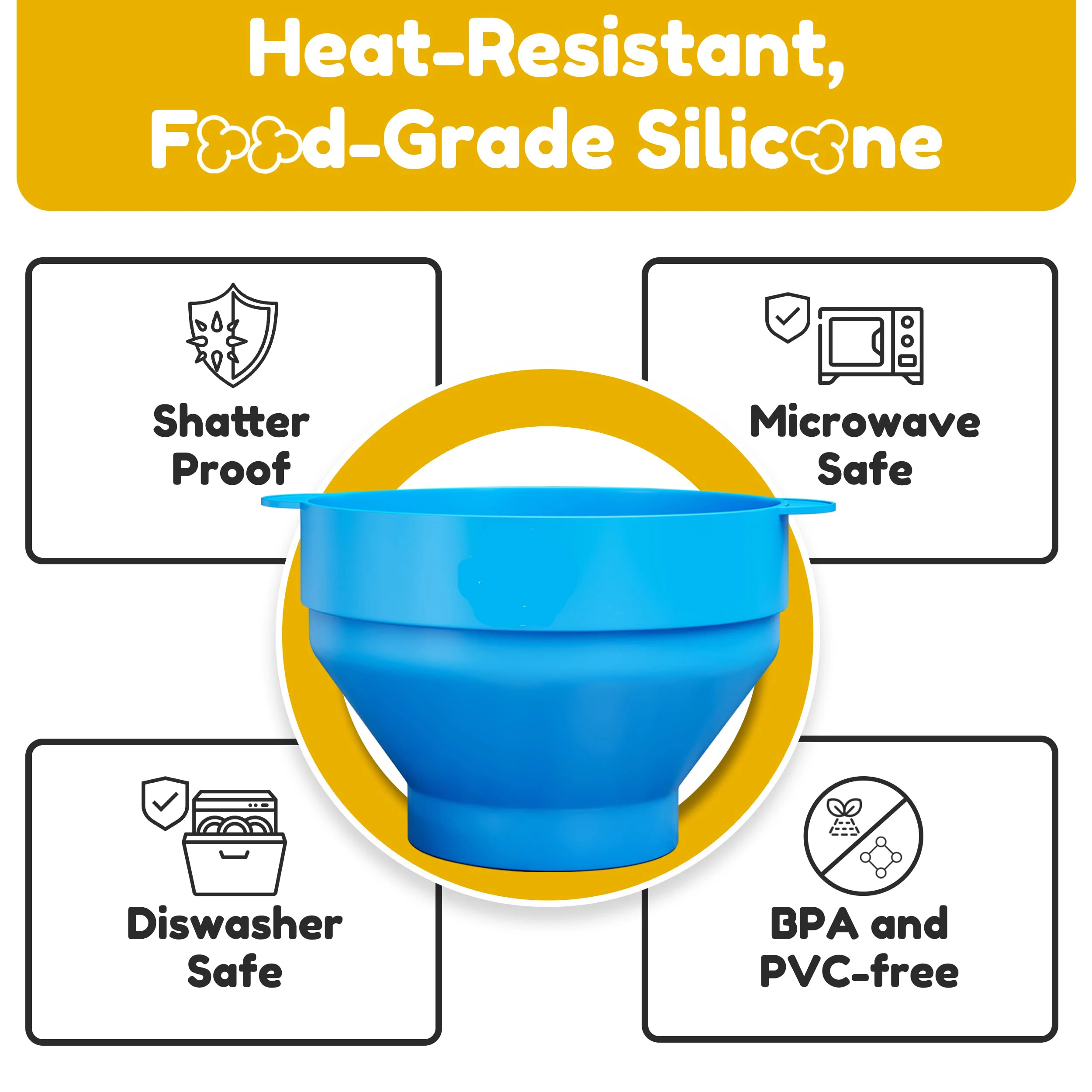 Microwave Silicone Popcorn Popper Fenvella Collapsible Hot Air Microwavable Popcorn Maker BPA Free & Dishwasher Safe popcorn maker
