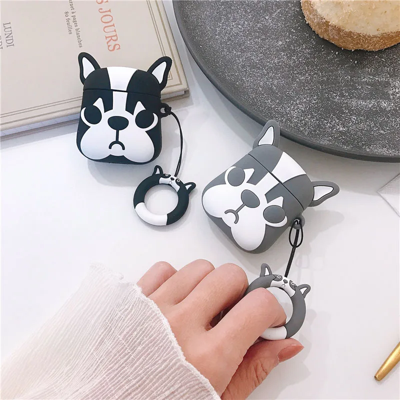 Чехол для AirPods с милым рисунком собаки кожухи головных телефонов Apple Airpods 2 Funda