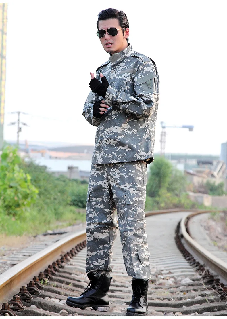 Открытый Камуфляжный костюм для мужчин спецназа полевой костюм с длинным рукавом Военная Боевая тренировочная форма - Цвет: ACU