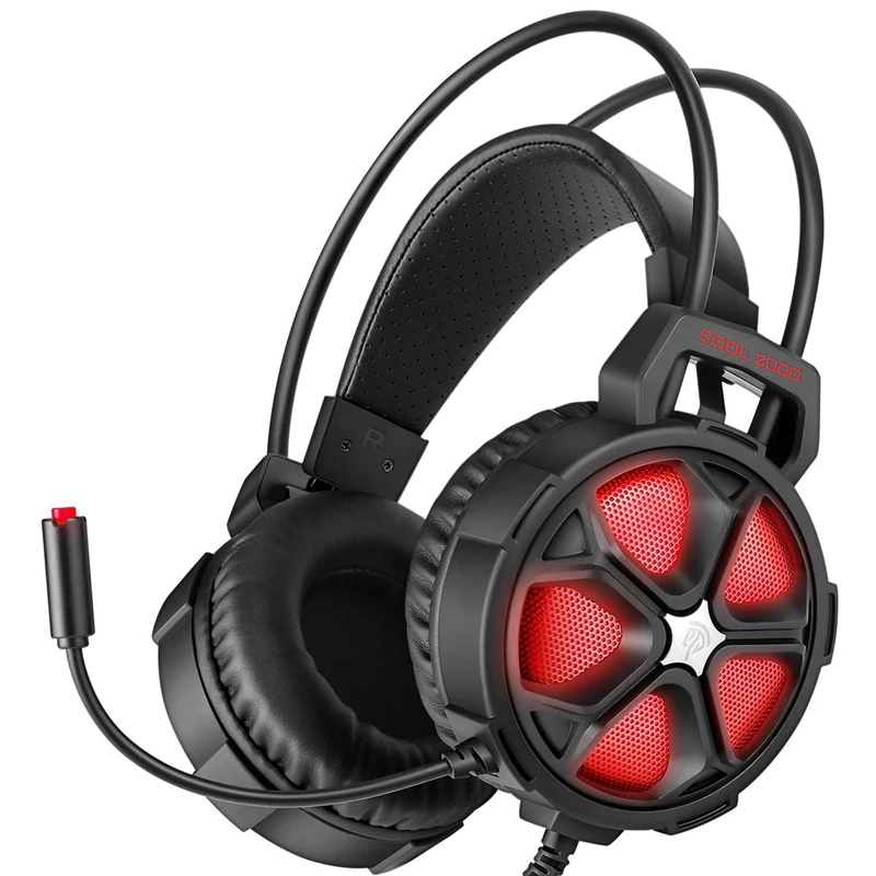 Black and red EasySMX игровые крутые наушники 2000 стерео игровая гарнитура наушники с микрофоном шумоподавляющие наушники для PS4 PC Gamers - Цвет: Black and red