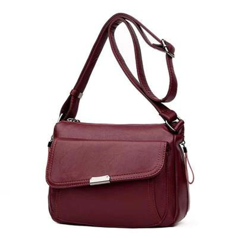 Женская сумка с несколькими карманами, летняя стильная кожаная сумка, дизайнерские сумки через плечо для женщин, Bolsa Feminina - Цвет: Wine red