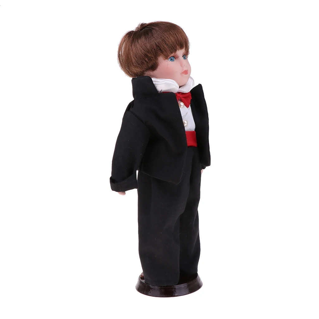 30cm Vintage Porcelain Doll Groom in Wedding Suit, Valentin Gift for Girlfriend, Dollhouse People Display Decor Collection
