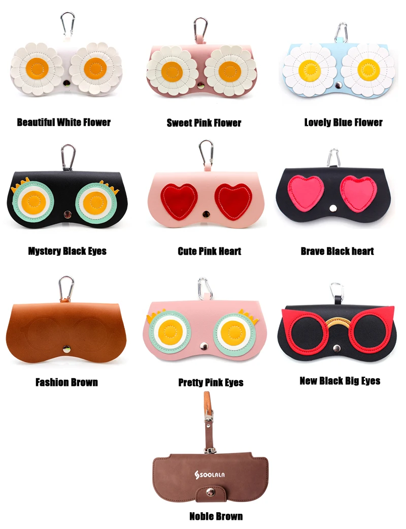 SOOLALA уникальный PU кожаный зажим очки сумка Многофункциональный мультфильм Футляр для очков женские очки для чтения солнечные очки для хранения