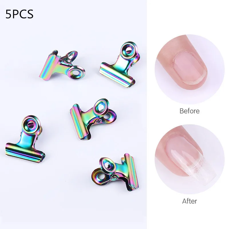 1 Pc C Curve Nail Pinching Tool for Nails Tips Extended Stainless Steel Acrylic Nails Pinchers Nail Finger Clips Nail Art Tools - Цвет: 5pcs random color