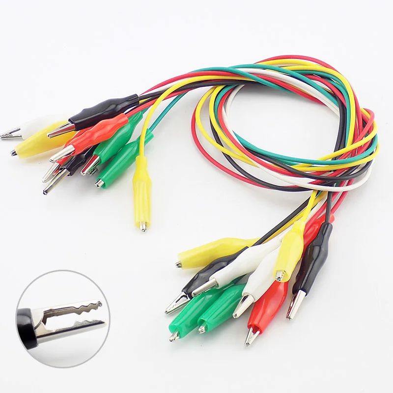10pcs 5 Color Colorful alligator clip Double-ended With Clip Cable Wire testing 