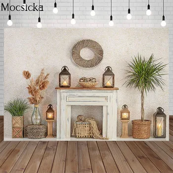 

Mocsicka Christmas Photography Background Fireplace Texture wall Wooden Backdrop Child Portrait Decoration Props Photo Studio