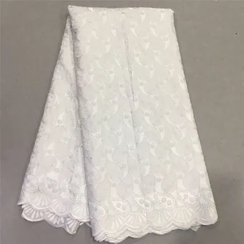 

100% Cotton African Laces Fabrics 2020 High Quality French Swiss voile Embroidery Lace Fabric 5Yards Wedding For Dres