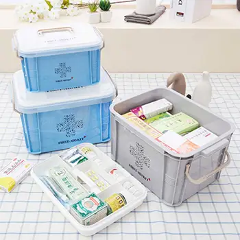 

First Aid Kit Household Transparent Medicine Box Large Capacity Layered Medicine Storage Box Trash Home Medical