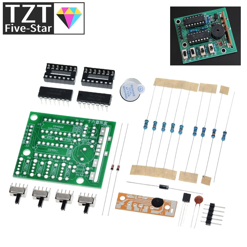 16 Music Sound Box BOX-16 Board 16-Tone Electronic Module DIY Kit Parts Components Soldering Practice Learning Kits for Arduino |